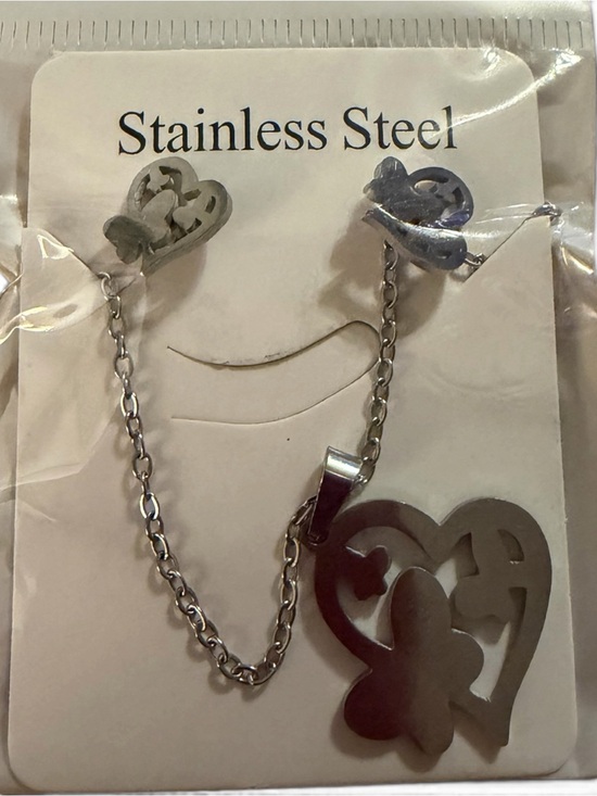 Jewelry - Butterfly Heart Stainless Steel Necklace & Earring Set